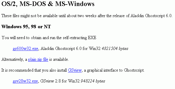 Move your mouse pointer over the gs600w32.exe link and see at the bottom of your browser window (the "message area"?) that the link points to an ftp server.